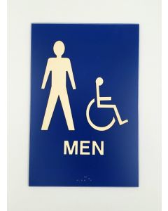Simbolo de Baño Masculino/Braille Blanco y Azul