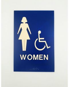 Símbolo de Baño Femenino/Braille Blanco y Azul