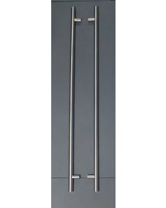 Jaladera T-Shape para Puerta, 1-1/4"diámetro, 48" CTC, 56" largo total, BACK TO BACK, US32D