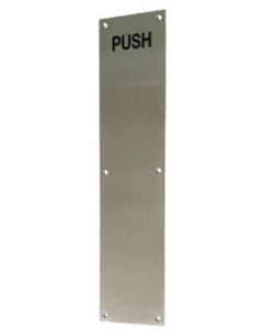 Push Plate Size 0.050 x 4 x 16, c/ leyenda "PULL" grabada en negro,  US32D